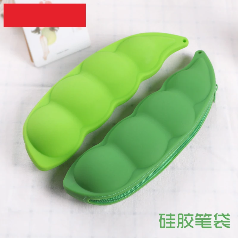 

Primary school girl pea with corn cute silicone vegetable pencil bag stationery box receipt bag creative funny pencil bag toys