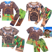 Новая летняя Пижама, весенние комплекты Мауи для маленьких мальчиков детская одежда из 2 предметов, одежда для сна костюм Моаны, пижамы для маленьких мальчиков