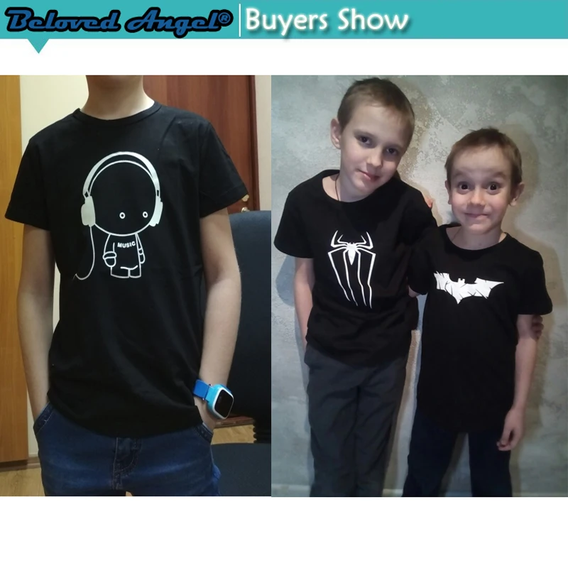 Хлопковая Футболка для мальчиков с 3D рисунком Бэтмена, светящаяся в темноте летняя детская одежда футболка детские топы с неоновым принтом в стиле хип-хоп для девочек