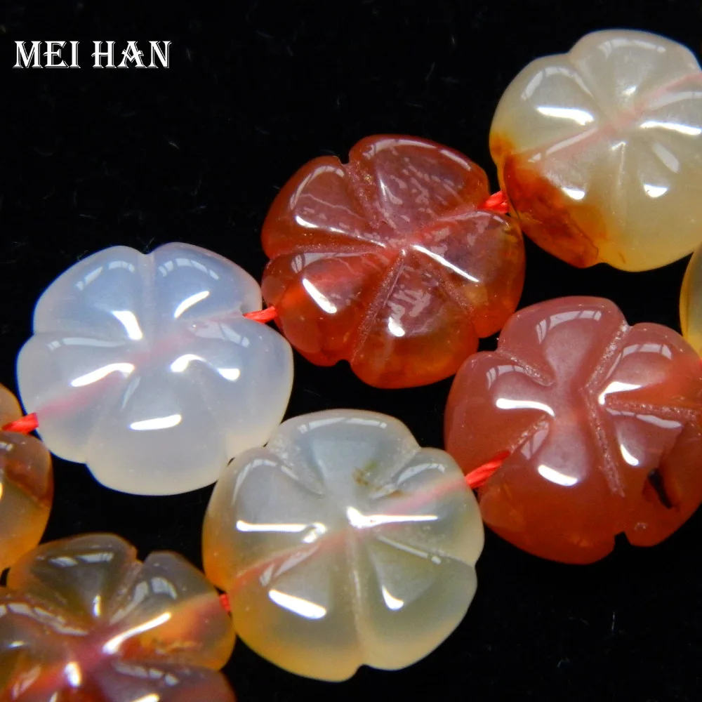 

Meihan Wholesale natural 14mm( approx52g/28pcs) red chalcedony flower carved beads for jewelry making design fashion stone