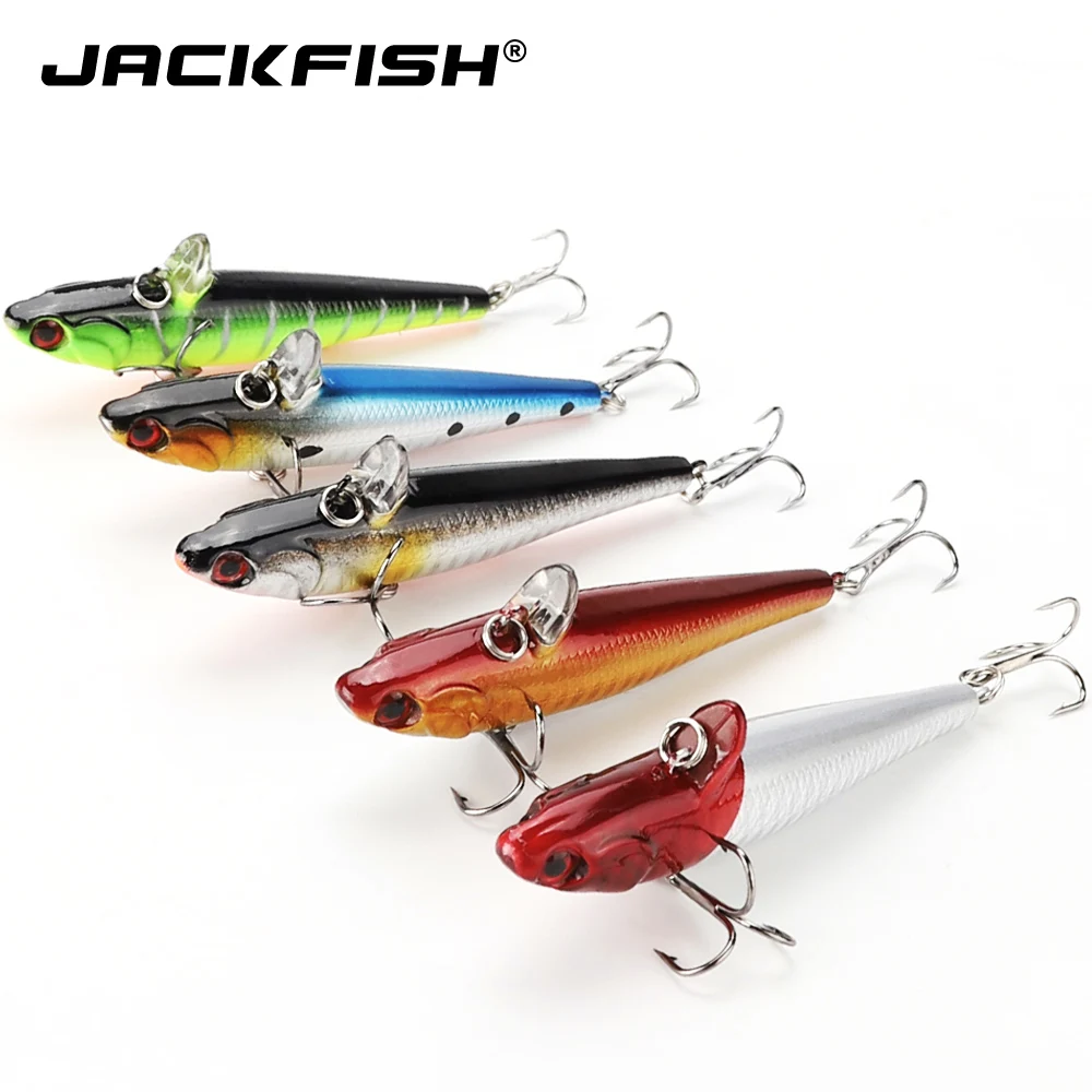 

JACKFISH Noise Minnow Fishing Lure with treble Hooks 5pcs/lot 9cm/15G Artificial Deep water baits tackle Fishing accessory