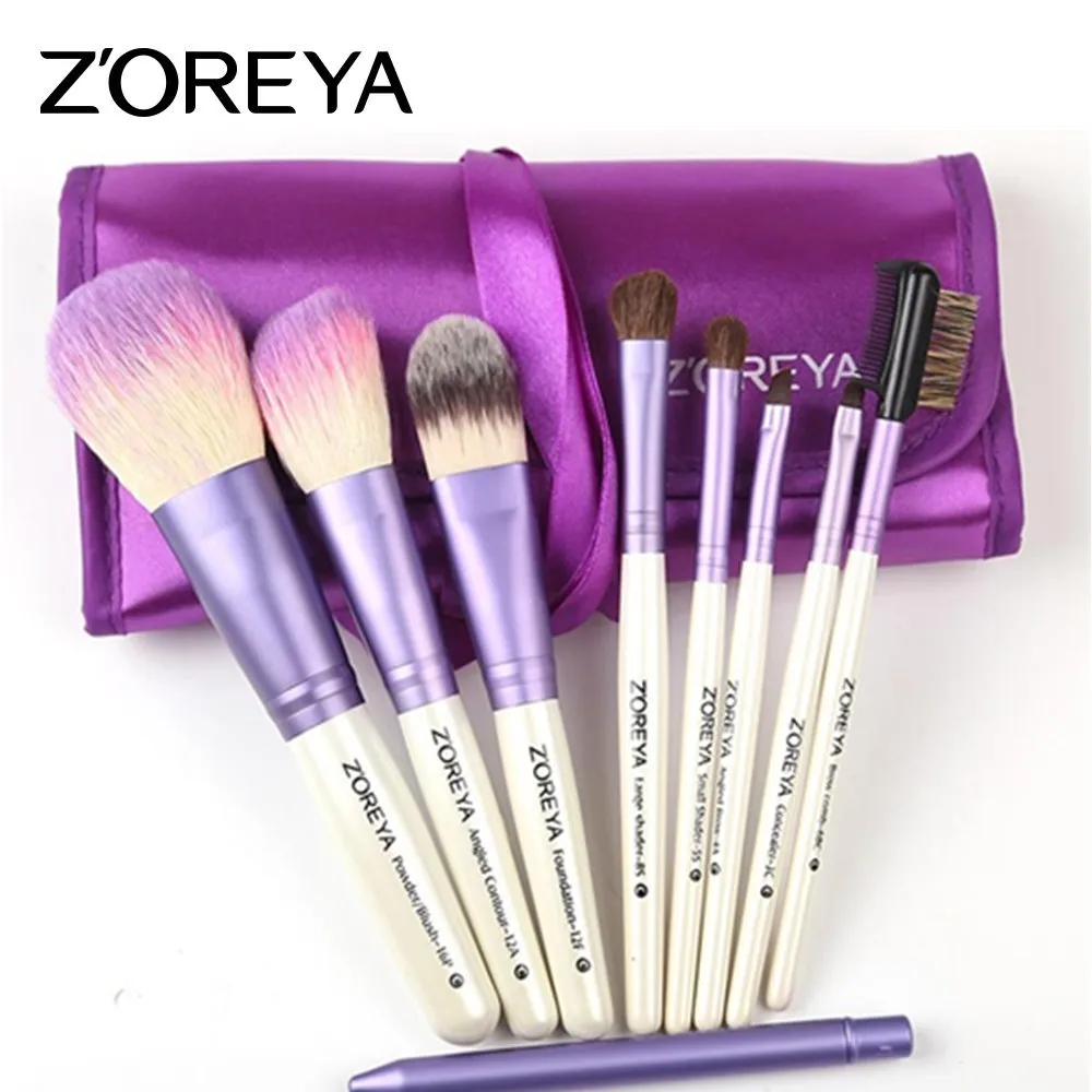 

ZOREYA 9pcs Makeup Brushes Kit Natural Goat Hair Powder Foundation Blush Make Up Brush Set Cosmetic Tool Pincel Maquiagem