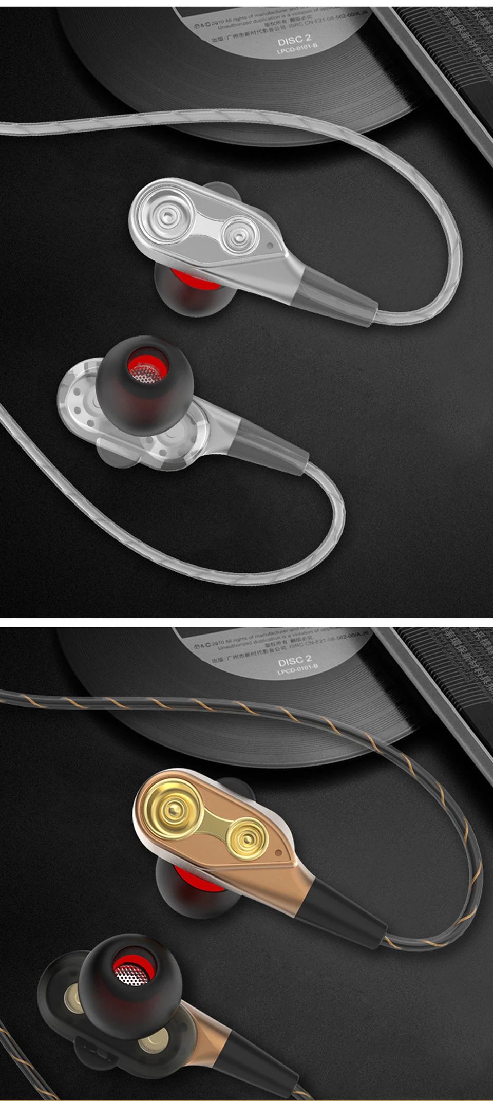 Noise Cancelling Earphones Dual Driver Earphone With MIC Gaming Headset Stereo Earphones With Microphone For Mobile Phone (30)