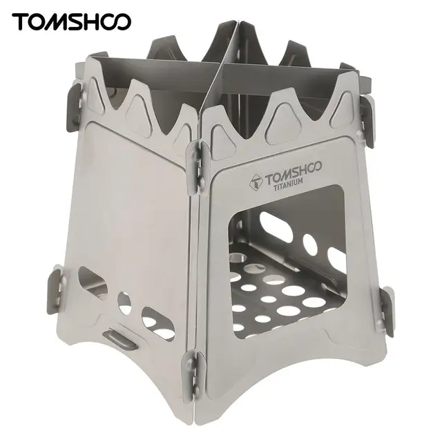 TOMSHOO Camping Wood Stove Portable Folding Lightweight Titanium Wood Burning Backpacking Stove