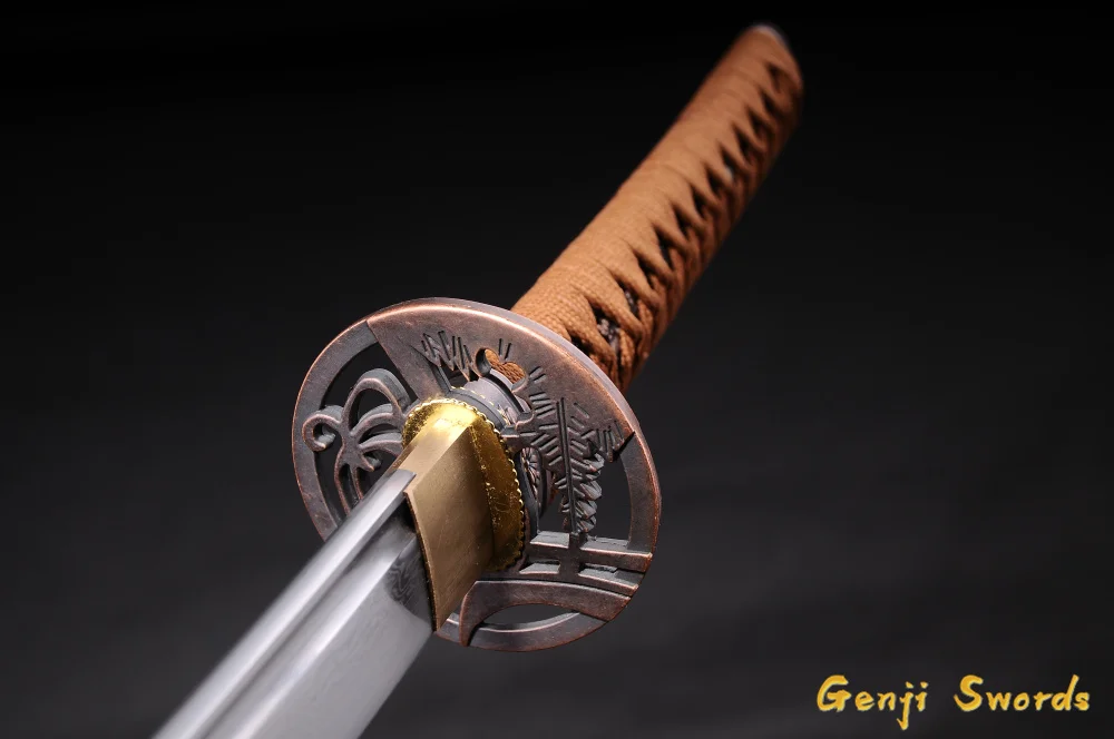 Японский меч самурая сплав красная бронза фитинг оболочка сложенная сталь настоящий острый меч катана край может отрезать бамбук