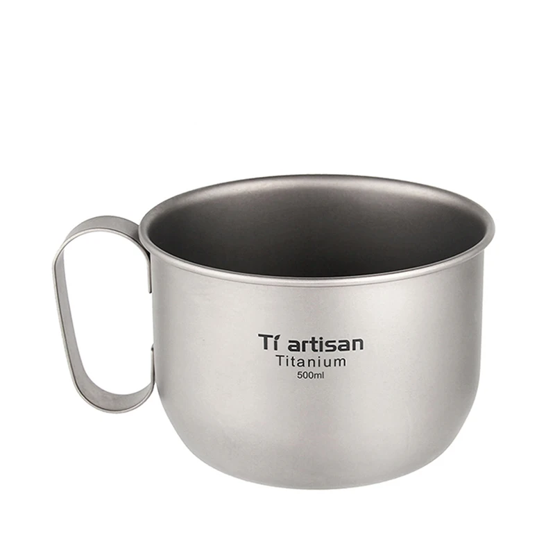 

500ml Tiartisan Water Coffee Tea Cup Pure Titanium Metal Tea Mug Ultra-Light Portable Drinking Mugs Water Bottles Ta8351