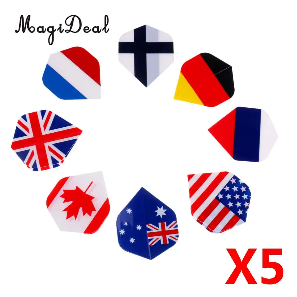 MagiDeal 40 Pieces  Durable Extra Strong Standard Dart Flights Professional Darts Accessories - Multicolor - Flag Design 