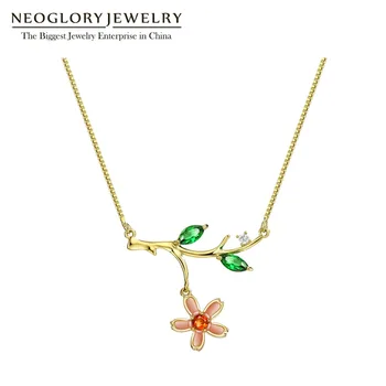 

Neoglory Fashion Cubic Zirconia Enamel Colorful Flower Copper Long Necklaces & Pendants for Women Gifts Jewelry 2020 New