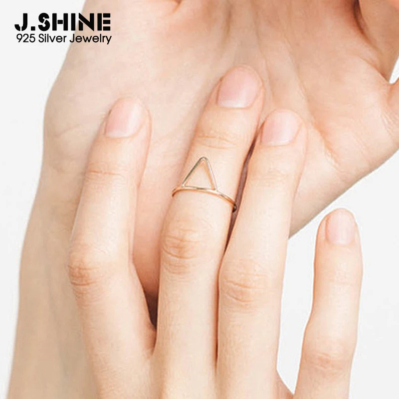 

JShine Simple Triangle 925 Sterling Silver Rings Minimalist Engagement Ring for Women Knuckle Finger Rings Fine Jewelry Gifts