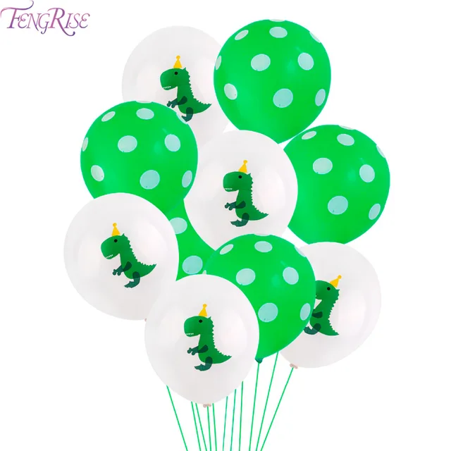 FENGRISE Birthday Party Decorations Kids Dinosaur Birthday Party Baloons Green Baby Shower Girl Balloon Ballon Supplies Dinosaur