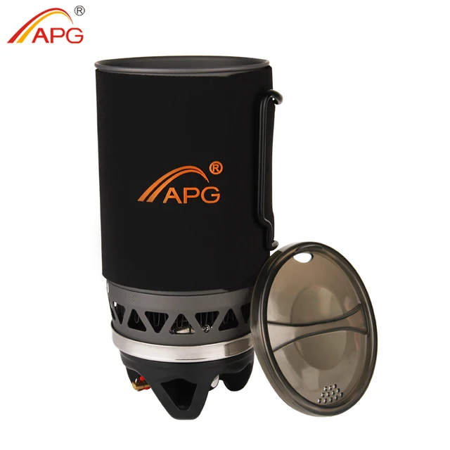 APG Portable Cooking System Outdoor Hiking Stove Heat Exchanger Pot Propane Gas Burners 1400ml Camping Equipment Oven