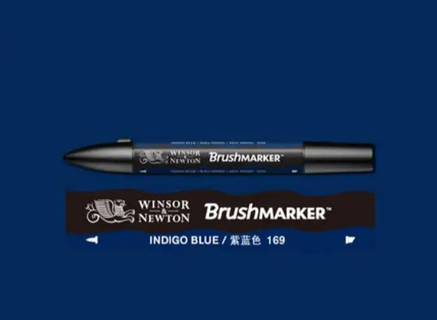 Winsor& Newton кисть-маркер, кисть на спиртовой основе, быстро сохнет, синие, зеленые тона, два кончика, художественные ручки - Цвет: Indigo Blue