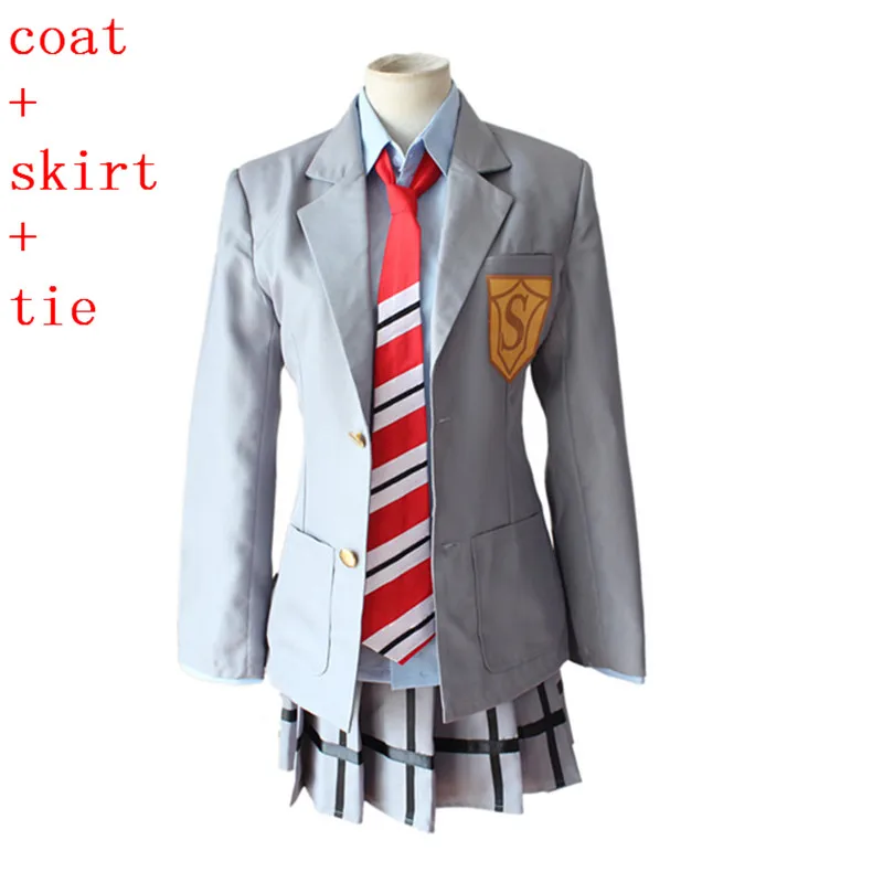 Your Lie in April Miyazono Kaori Cosplay Costumes Arima Kousei Synthetic Wigs Pants Coat Jacket Skirt School Uniform Men Girls halloween outfits Cosplay Costumes