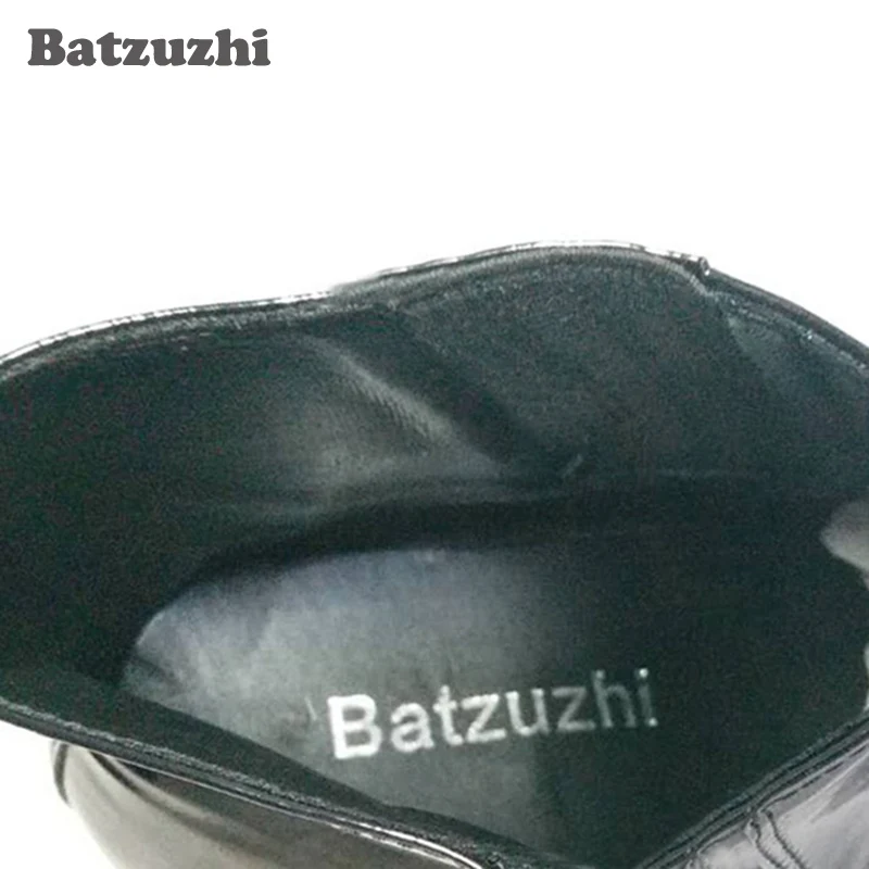 Batzuzhi/черные мужские Ботинки на каблуке 6,8 см; модные кожаные мужские оксфорды в британском стиле; мужские ботинки на высоком квадратном каблуке с круглым носком