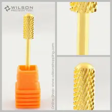 2 шт маленькая бочка гладкая верхушка-грубая(C-1140061)-карбид золота-WILSON сверло для ногтей