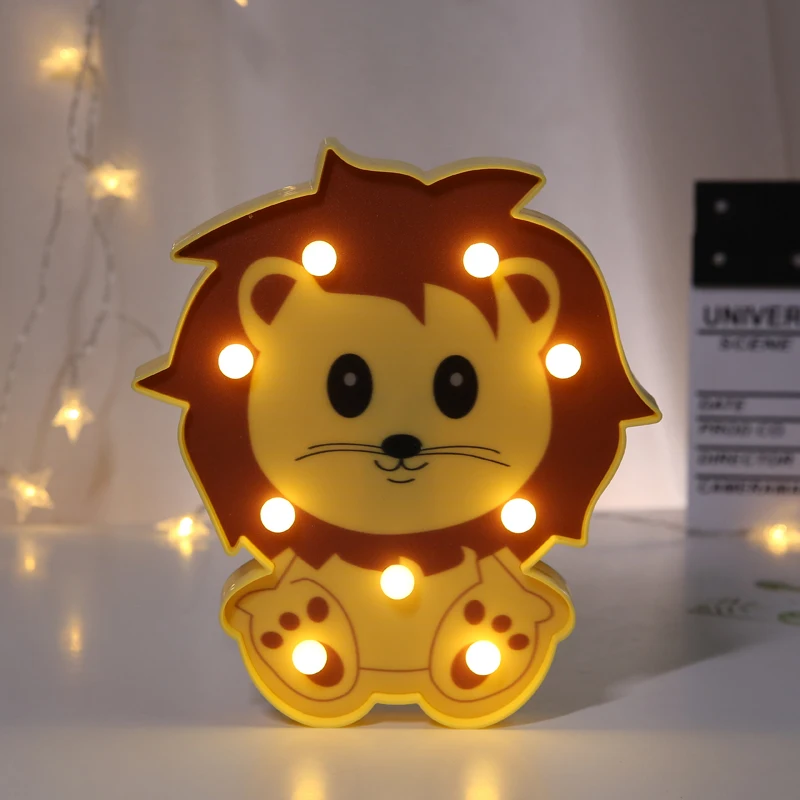Светодиодный светильник в виде льва, кошки, русалки, кактуса, стильные светящиеся огни, ночные огни, свадебное оформление