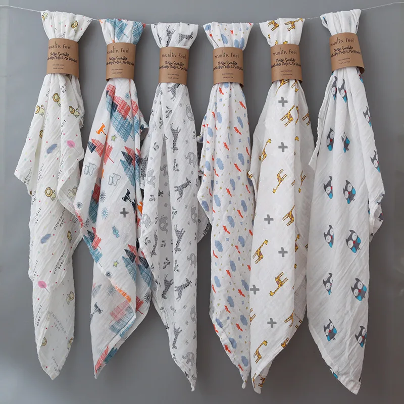 Muslin Cotton Baby Swaddles for Newborn Baby Blankets Black White Gauze