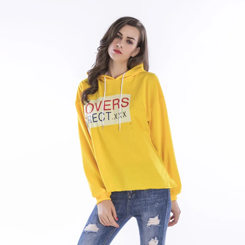 Spring And Summer New Style Printed Sweatshirts Hooded Loose Sweatshirts Yellow Sweatshirts Spring And Summer New Style Printed Sweatshirts Hooded Loose Sweatshirts Yellow Sweatshirts