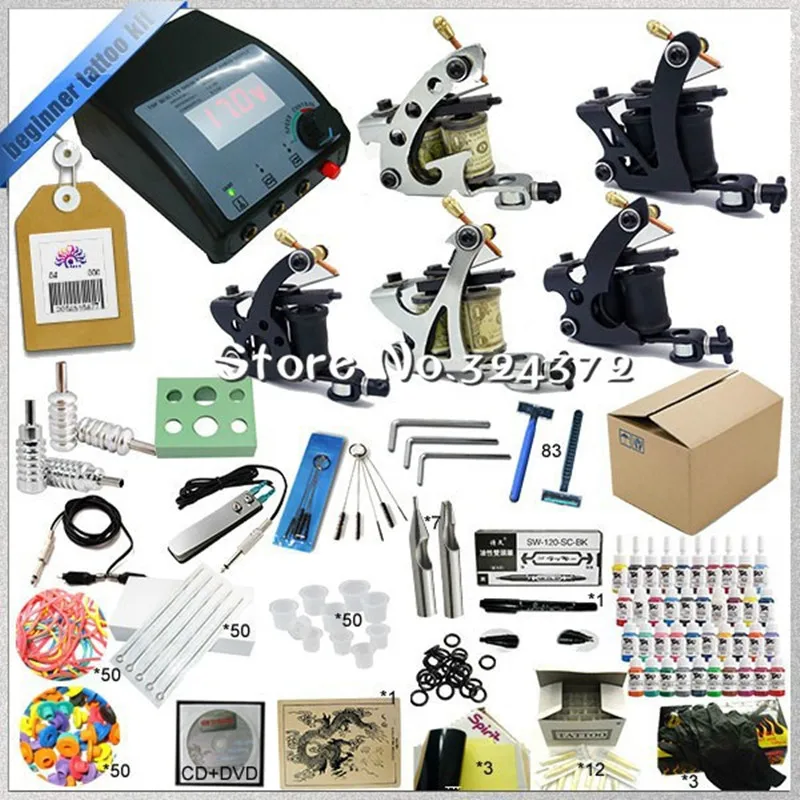 Professional Glitter Tattoo Kit 5 Guns Complete Machine Equipment sets +Teaching CD+Ink for Beginners Body Art Beauty Tools hot selling black handle mouth gas guns lpg guns for jewelry processing equipment goldsmith s tools buy more discount more