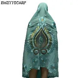 Новое поступление африканские женские шарфы мягкий хлопковый шарф большой дизайн вышивки на спине длинные шали платок BM786