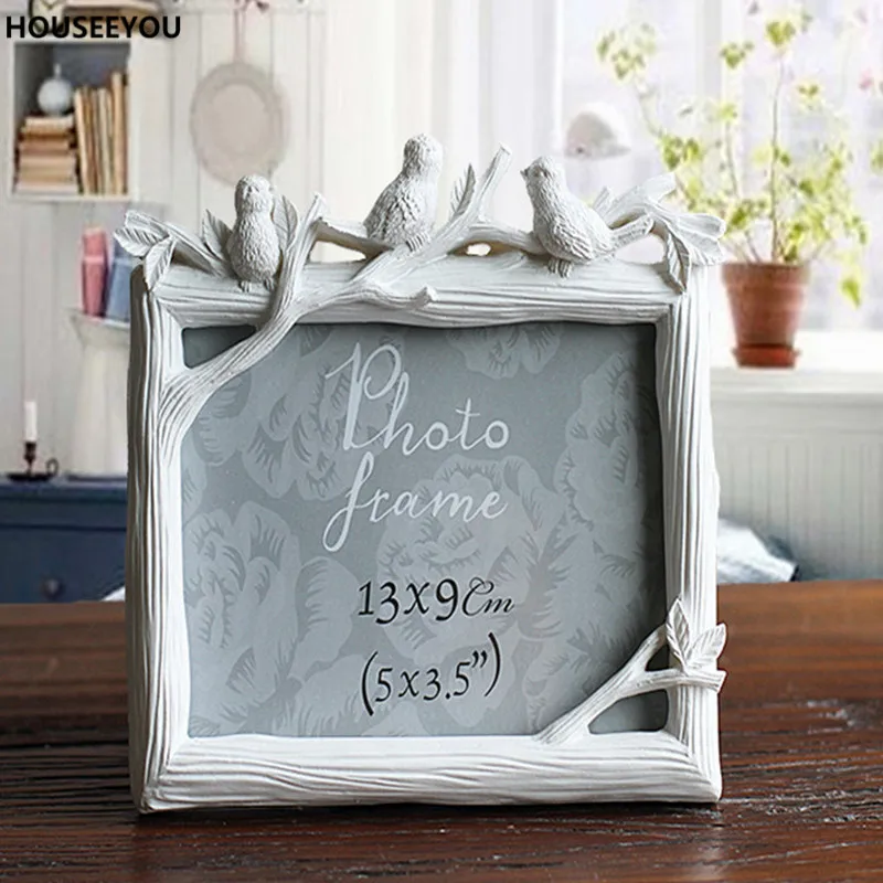 Retro Decoration Crafts Photo Frame Creative Resin Bird and Tree Picture Frame Vintage Photo Wedding Home Decor Ornaments