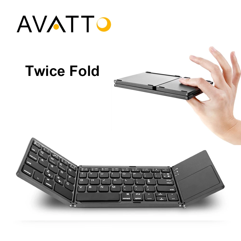 [AVATTO] Protable A18 Bluetooth Folding Keyboard Twice Foldable BT Wireless Touchpad Keypad For IOS/Android/Windows ipad Tablet