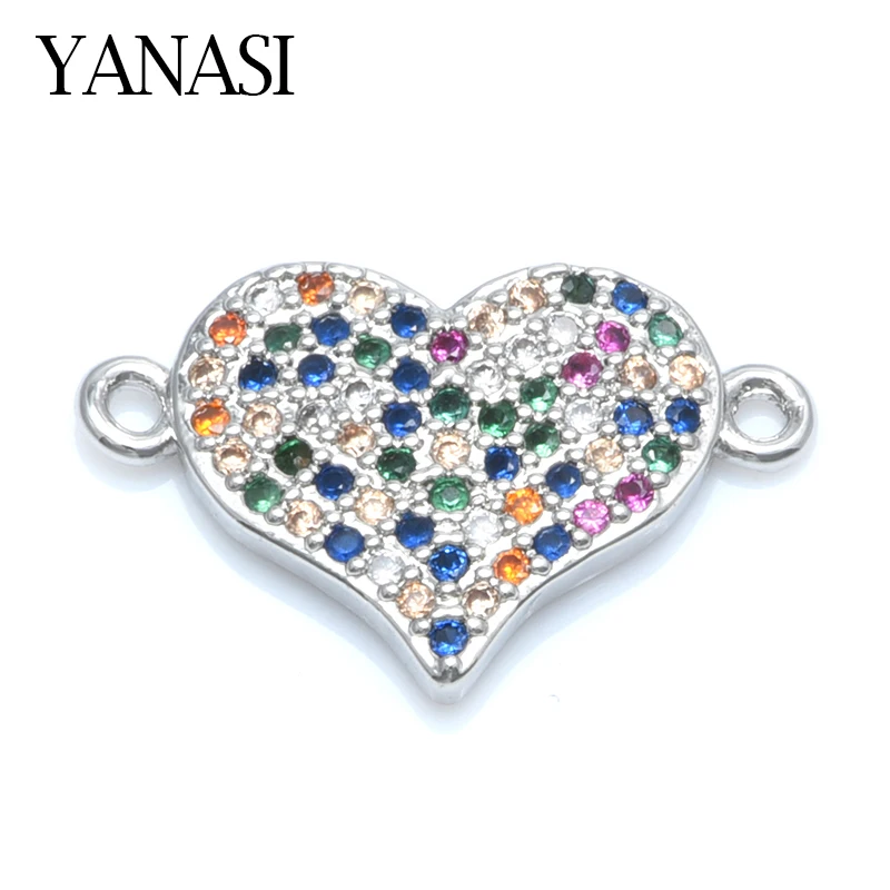 

4 Colors DIY Gold/Silver Colorful Heart Charm Connectors For Earrings Bracelets Women Handmade Jewelry Making