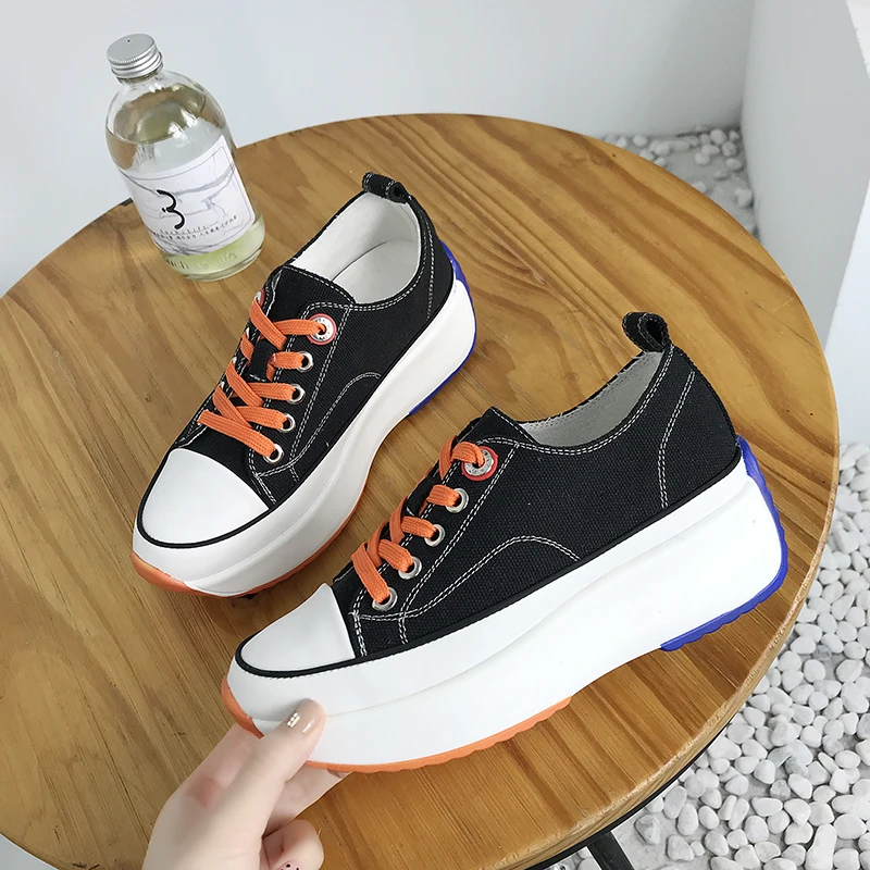 

CAMTOO Fashion Platform Women Casual Shoes Canvas Chunky Wedge Sneakers 2019 Lady Spring Comfortable Footwear Zapatos De Mujer