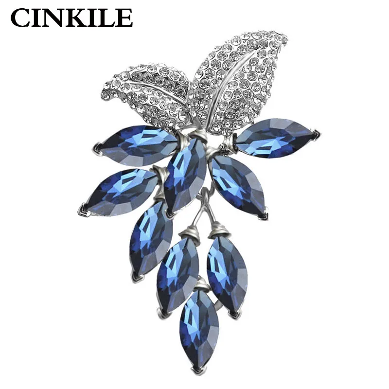 

CINKILE 3 color choose big crystal flower brooch grapes pins and brooches office lady brooch wedding jewelry high quality