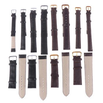 

12-22mm Pu Leather Watch Strap Black Brown Watchband Litchi Stripe