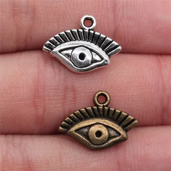 

WYSIWYG 15pcs/lot Charms Eye DIY Jewelry Findings 2 Colors Antique Silver Color Antique Bronze Plated 17x13mm Eye Charms