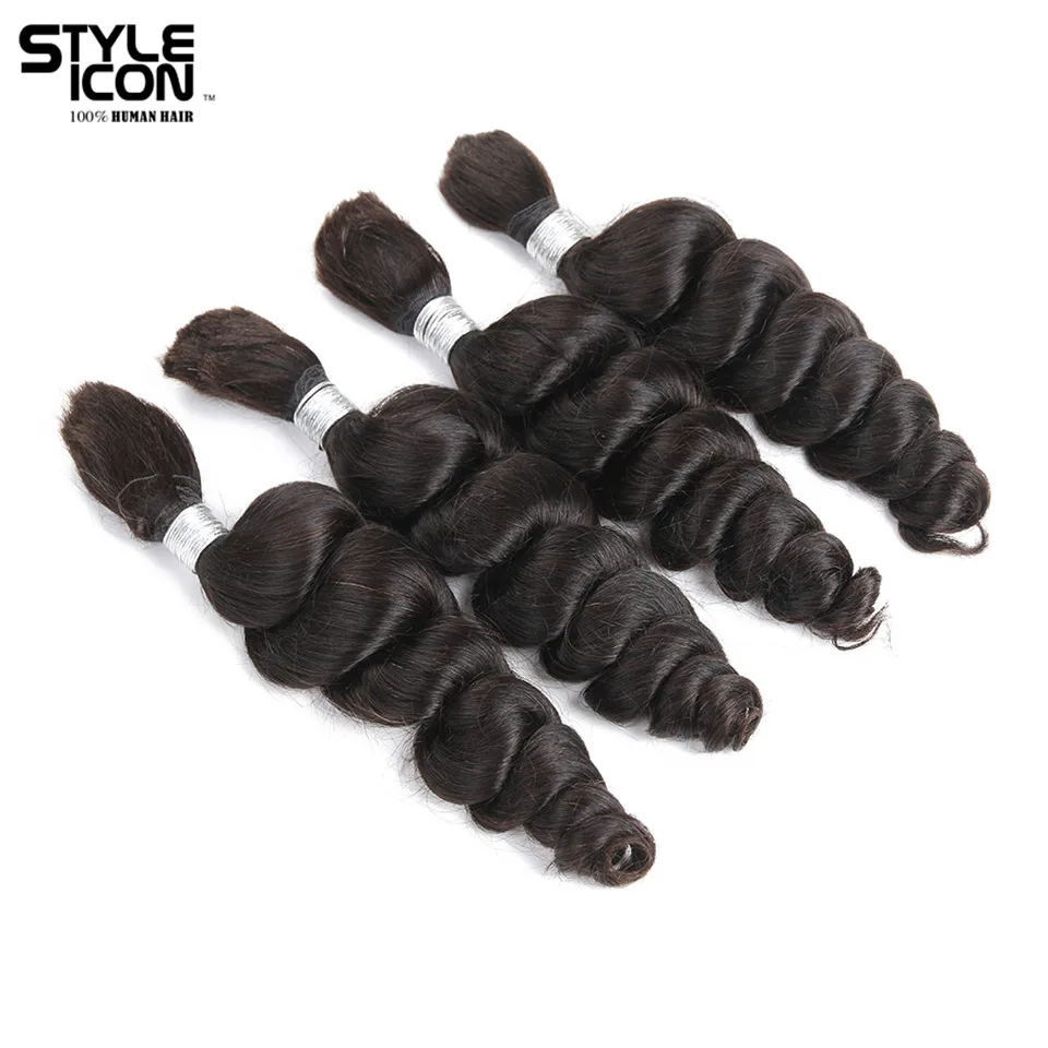

Styleicon 4 Bundles Deals Human Braiding Hair Bulk Natural Color Hair Braiding Remy Brazilian Loose Wave Hair Extension Crochet