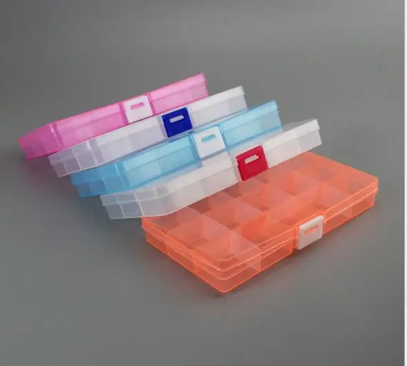 

15 Detachable Clear Plastic Divided Storage Box Rhinestone Nail Art Tips