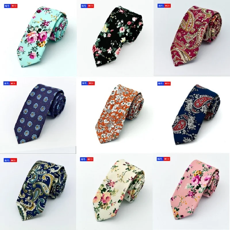 

NiniRusi 6cm Tie Cotton Floral Neck Tie Men Business Bowtie Gravatas Fashion Casual Printed Ties for Men Wedding