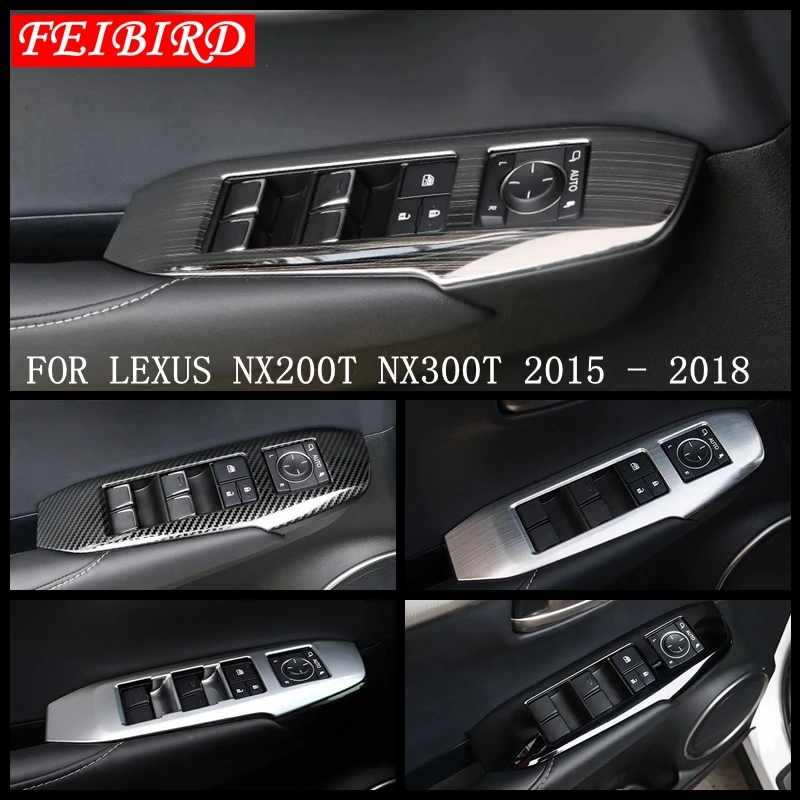 

ABS / STAINLESS STEEL Matte Carbon Fiber style Car Window Lift Frame Cover Trim fit for LEXUS NX 200T NX300H 2015 2016 2017 2018
