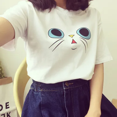 HGFS 3D Топы Harajuku Cat Футболка женская Повседневная kawaii Blusa tumblr футболка футболки Плюс