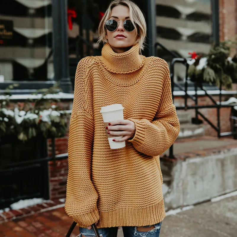 

Women Winter Autumn Turtle Neck Baggy Sweater Knitted Oversized Jumper Tops SSA-19ING