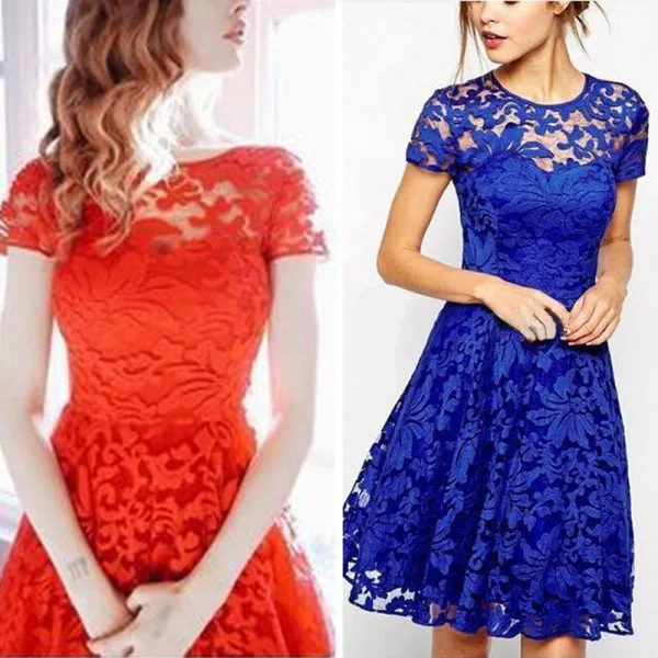 blue floral lace dress