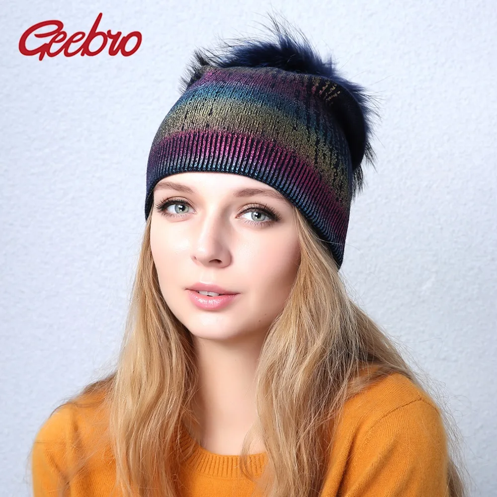 Geebro Womens Beanies Hat Winter Casual Warm Knitted Wool Beanis With