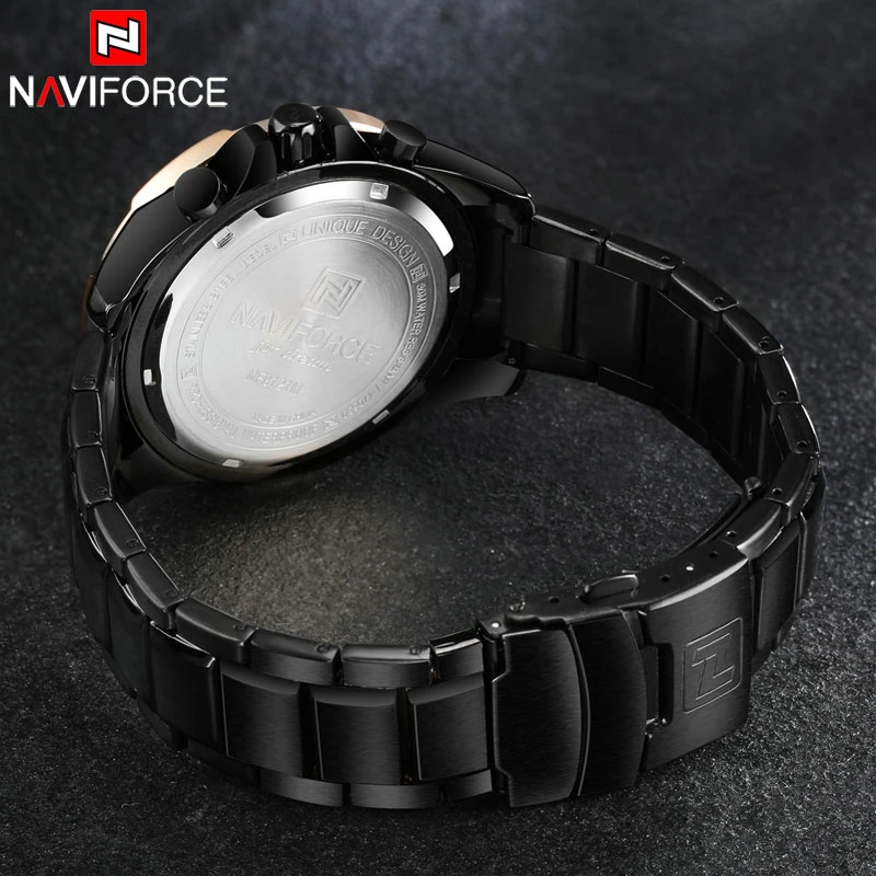 Часы NAVIFORCE мужские спортивные цифровые водонепроницаемые стальные светодиодные