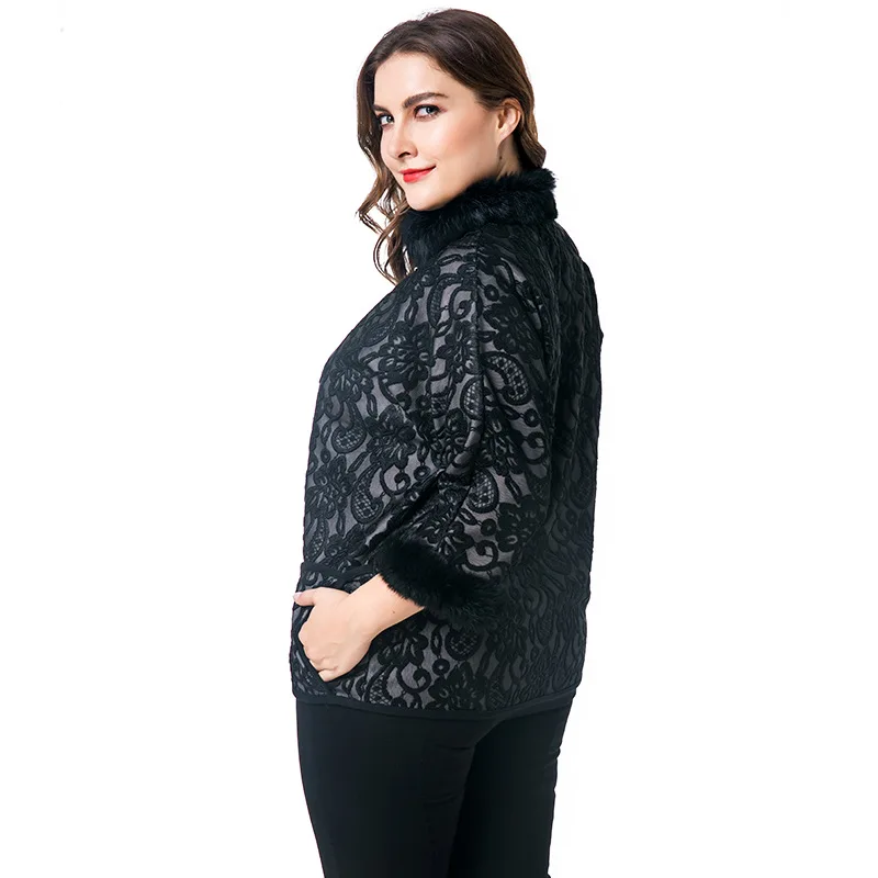 TUHAO Plus Size 7XL 6XL Women's Faux Fur Coats Office Lady Elegant Good Quality Jackets Vintage Mother Bat Sleeve Fur Coats ZPZ