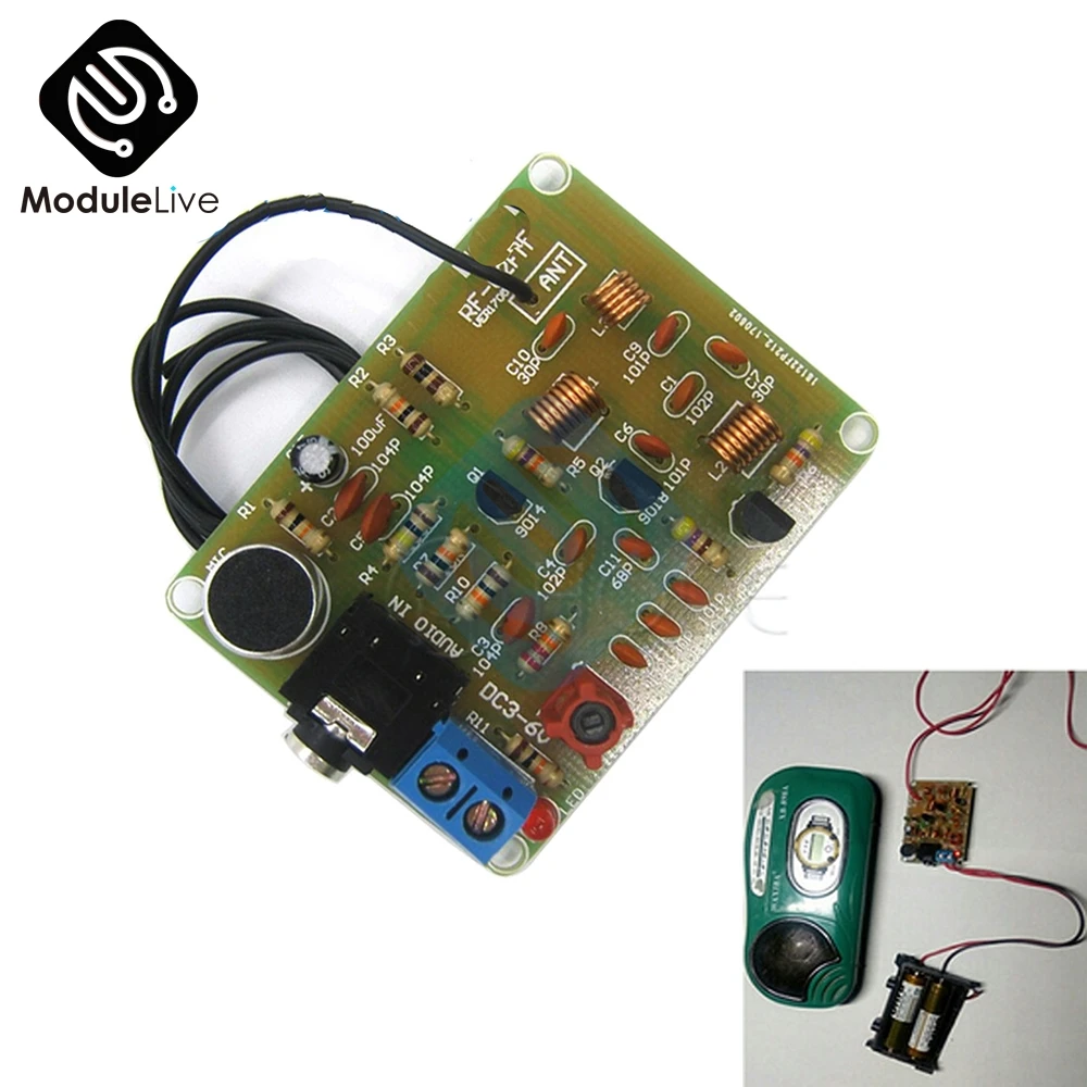 

88-108MHz FM Frequency Modulation Wireless Microphone Module DIY Kits Transmitter Board Parts DC 3-6V FM Transmitter Module