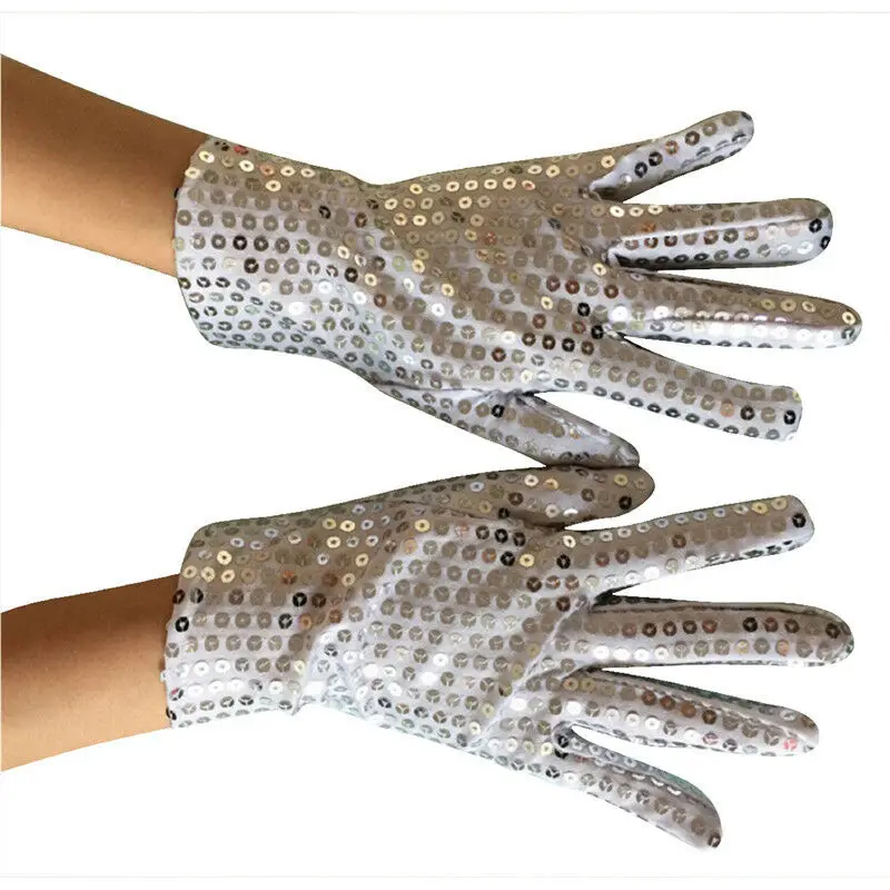 

1 Pair Shining Sequin Sequined Glitter Gloves Dance Party Fancy Costume Gloves Red Blue Black White