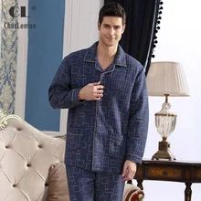 Осень Для мужчин пижамный комплект зима длинный рукав мужской пижамы толстый в сочетании хлопка теплый Loungewear мягкая Домашняя одежда плюс Размеры
