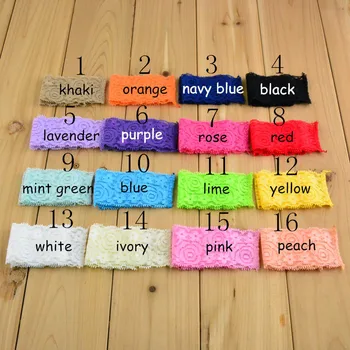 

50pcs/lot DIY 4CM Rose Lace Elastic Headband 16 color Hair Accessories