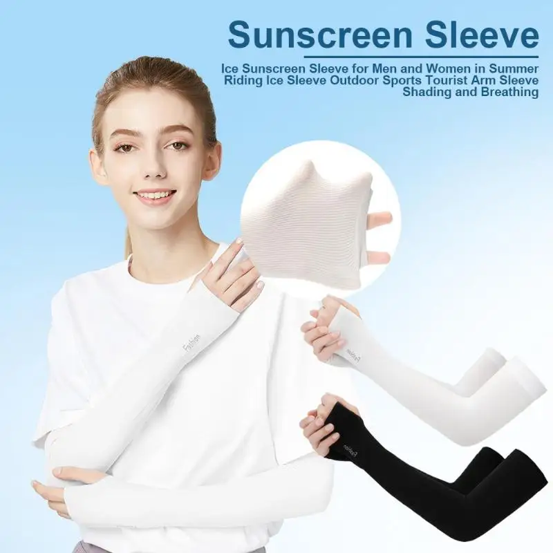 2pcs Ice Silk Sunscreen Cuff Summer Riding Cool Sleeves Running Arm Sleeves Outdoor Sports Tourism Kit College Style Breathable 2pcs Ice Silk Sunscreen Cuff Summer Riding Cool Sleeves Running Arm Sleeves Outdoor Sports Tourism Kit College Style Breathable