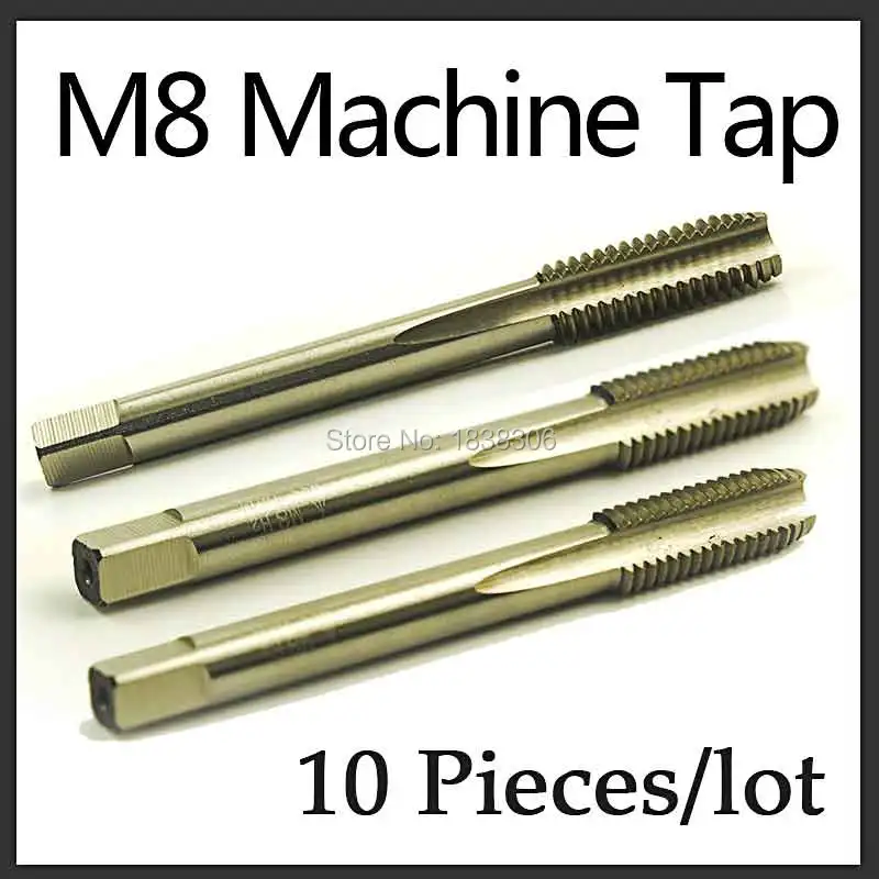 10PCS/Lot HSS Machine Tap M8 Tap Machine Spiral Point Straight Fluted