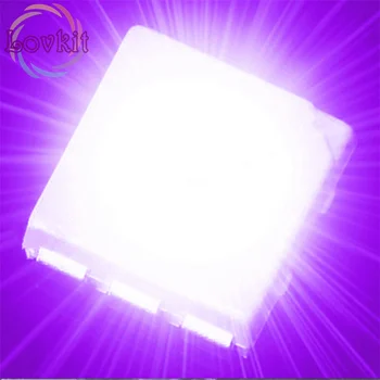 

100X 5050 PLCC-6 Purple/UV LED SMD/SMT 3-CHIPS Ultra Bright Light Emitting Diodes SMD Chip lamp beads For automotive Bike DIY