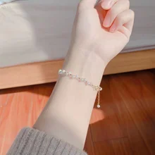 AOMU Корея Винтаж ручной работы плетеный пресноводный жемчуг браслет с бусами для женщин браслеты Модная бижутерия Браслеты