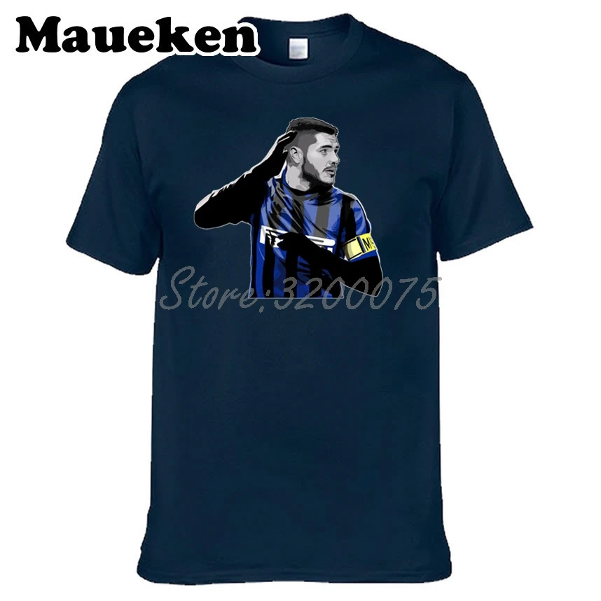 Мужская итальянская футболка 9 Mauro Icardi Captain для фанатов подарок с круглым вырезом
